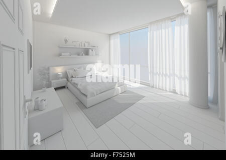 Interior 3D-Rendering aus einem modernen Schlafzimmer Stockfoto