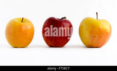 drei Äpfel auf weißem Hintergrund Stockfoto