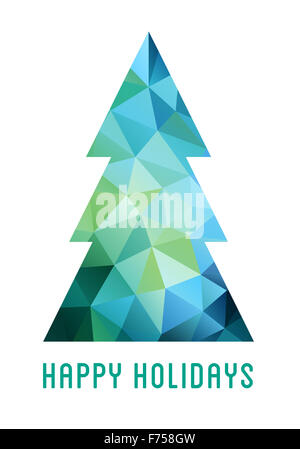 Abstrakte blauen und grünen Weihnachtsbaum mit geometrischen Polygon Muster, Vektor-Karte Stockfoto
