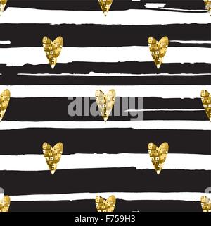 Nahtlose gold Vektormuster mit Herzen. Vektor-illustration Stock Vektor