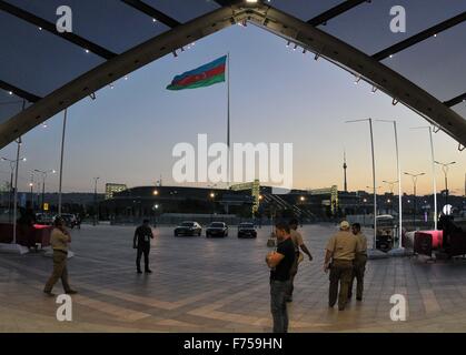 Eine Ansicht des Platzes der Staatsflagge von Crystal Hall. Kristallsaal 3. Baku. Aserbaidschan. Baku2015. 1. Europäische Spiele. 13.06.2015. Stockfoto