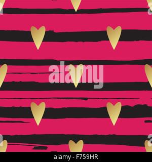 Nahtlose gold Vektormuster mit Herzen. Vektor-illustration Stock Vektor