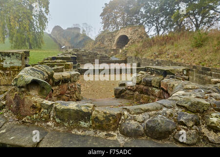 Pontefract Castle Nebel Nebel Winter bleibt Struktur Wände ist UK Großbritannien britische Großbritannien Europa westeuropäischen Stockfoto