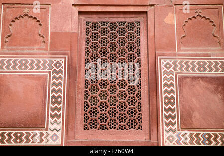 Floral Architektur am Taj Mahal, Agra, Uttar Pradesh, Indien Stockfoto