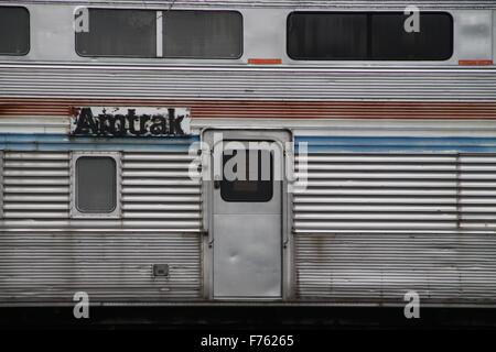 Verwittert, Amtrak Pkw, pensioniert Stockfoto