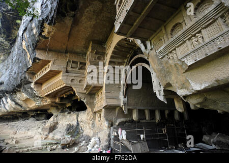 Kondana Buddhist Caves, Kondhane Buddhist Caves, Rajmachi Trek, Kondhane, Kondana, Lonavala, Karjat, Raigad, Maharashtra, Indien, Asien Stockfoto