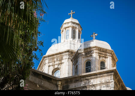 Die Glockentürme der Kirche Verurteilung in der Christian Quarter von Jerusalem, Israel, Naher Osten. Stockfoto