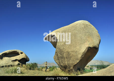 Felsskulptur, Idar Hills, Idar, Sabarkantha, Aravalli Mountain Range, Gujarat, Indien, Asien Stockfoto