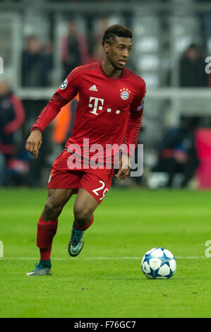 München, Deutschland. 24. November 2015. Münchens Kingsley Coman in Aktion während der Fußball-Champions-League-match zwischen Bayern München und Olympiacos F.C. in der Arena in München, Deutschland, 24. November 2015. Foto: Sven Hoppe/Dpa/Alamy Live News Stockfoto