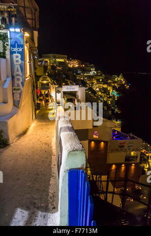 Thira, Santorin nachts Stockfoto