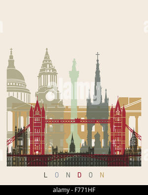 London Skyline Poster in bearbeitbare Vektordatei Stockfoto