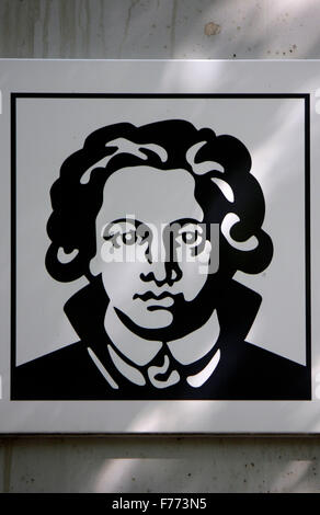 Logo der Goethe Universität in Frankfurt Am Main Mit Dem Porträt von Johann Wolfgang von Goethe, Frankfurt. Stockfoto