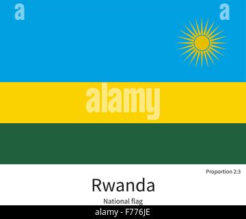Nationalflagge von Ruanda mit korrekten Proportionen, Element, Farben Stock Vektor