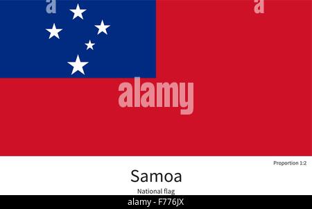 Nationalflagge von Samoa mit korrekten Proportionen, Element, Farben Stock Vektor