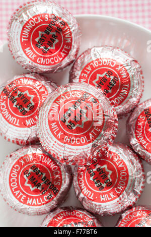 Tunnocks Schaumküsse produziert ein Schokolade gedeckte Marshmallow-Keks von Tunnocks Familie Bäcker Sitz in Uddingston, Schottland Stockfoto