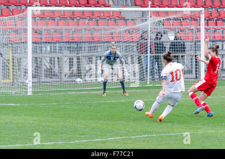 Stadion: FFM Training Centre, Skopje, R. Mazedonien. 26. November 2015. Mazedonien Vs Weißrussland UEFA Women's Euro 2017 qualifizieren. Die Qualifikation Gruppenphase - Gruppe 1. Das Spiel endete 0: 2 Credit: Dragan Ristovski/Alamy Live News. Stockfoto