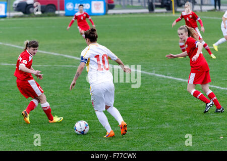 Stadion: FFM Training Centre, Skopje, R. Mazedonien. 26. November 2015. Mazedonien Vs Weißrussland UEFA Women's Euro 2017 qualifizieren. Die Qualifikation Gruppenphase - Gruppe 1. Das Spiel endete 0: 2 Credit: Dragan Ristovski/Alamy Live News. Stockfoto