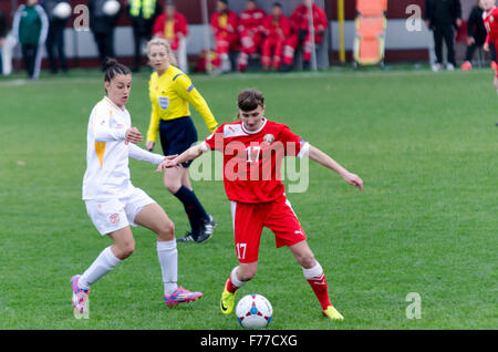 Stadion: FFM Training Centre, Skopje, R. Mazedonien. 26. November 2015. Mazedonien Vs Weißrussland UEFA Women's Euro 2017 qualifizieren. Die Qualifikation Gruppenphase - Gruppe 1. Das Spiel endete 0: 2 Credit: Dragan Ristovski/Alamy Live News. Stockfoto