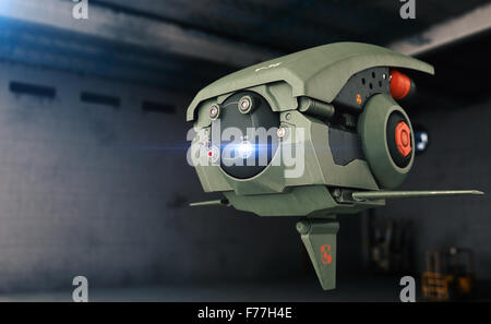 3D Rendering einer Sci-Fi-Drohne Stockfoto