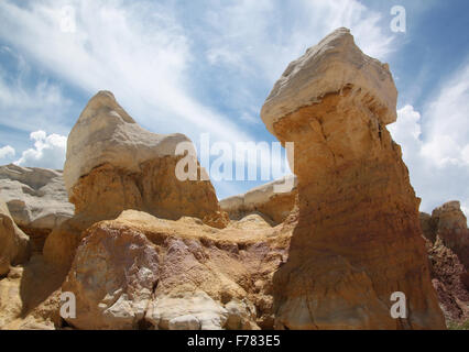 Das 'Paint Mines"in Colorado, Amerika. Eine riesige Fläche von Land durch ausgewaschene Felsen bedeckt. Stockfoto