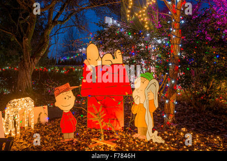 Christmas Light display, Park und Gärten Tilford, N. Vancouver, British Columbia, Kanada Stockfoto