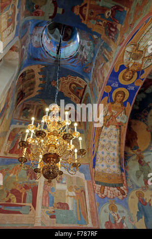 Fresken im Inneren der Kathedrale der Verklärung des Erlösers, der Retter Kloster St Euthymios, Susdal, Russland. Stockfoto