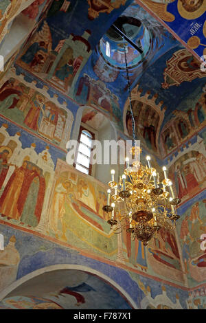 Fresken im Inneren der Kathedrale der Verklärung des Erlösers, der Retter Kloster St Euthymios, Susdal, Russland. Stockfoto