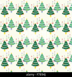 Nahtloses Muster mit Weihnachtsbaum und Schneeflocken für Winterurlaub design Stock Vektor