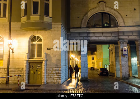 Ehemalige sowjetische KGB-zentrale am Pikk st. 59 Tallinn, Estland. Die Gedenktafel liest: "dieses Gebäude beherbergte das Hauptquartier Stockfoto