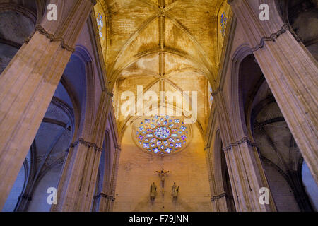 Gewölbe des Mittelschiffs, Kathedrale von Sevilla, Sevilla, Andalusien, Spanien Stockfoto