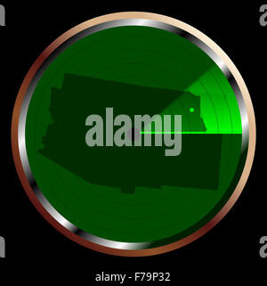 Der Bildschirm einer typischen Radar in Grün über Arizona fegen Stockfoto