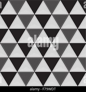 Dreieck Illusion Muster zufällige Hintergrund schwarz / weiß Stock Vektor