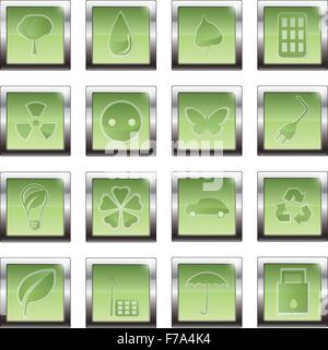 Grün, Ökologie und Umwelt-Icon-Set. Vektor-illustration Stock Vektor