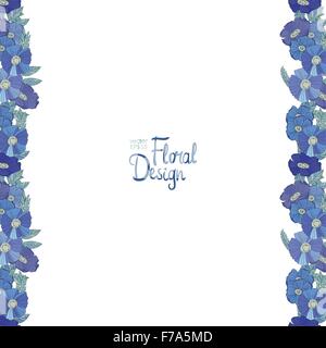 Blaue Blumen Grenze gemacht mit Wildblumen Stock Vektor