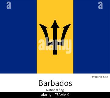 Nationalflagge von Barbados mit korrekten Proportionen, Element, Farben Stock Vektor