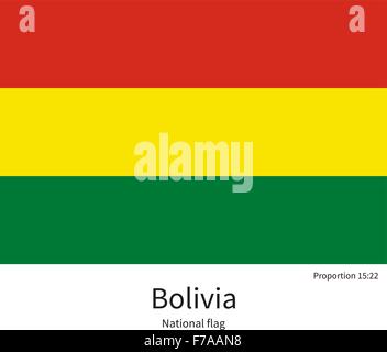 Nationalflagge Boliviens mit korrekten Proportionen, Element, Farben Stock Vektor
