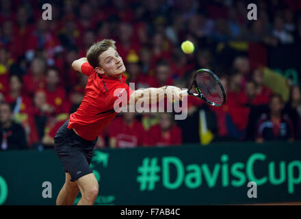 Gent, Belgien. 27. November 2015. Davis Cup-Finale, Belgien-Großbritannien, erste übereinstimmen, David Goffin (BEL) Credit: Henk Koster/Alamy Live News Stockfoto