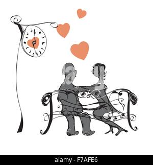 Paar auf einer Bank Stock Vektor