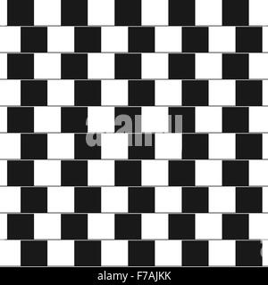 Optische Täuschung - parallele Linien, die aus schwarzen und weißen Kissen gemacht Stock Vektor