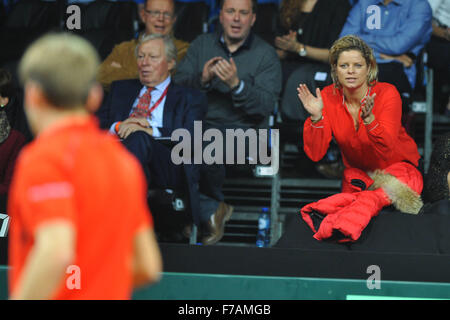 Belgien. 27. November 2015. Davis Cup-Finale, Großbritannien und Belgien. 1. Tag spielen. David Goffin (Bel) und Kim Clijsters Credit: Action Plus Sport/Alamy Live News Stockfoto