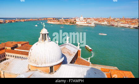 Luftaufnahme von Venedig von San Giorgio Maggiore Glockenturm, Venedig, Italien, UNESCO Stockfoto