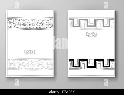 Broschüre mit handgezeichneten Doodle Grenze. Stock Vektor