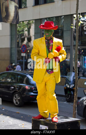 Die Maske-Statue auf der La Rambla in Barcelona Stockfoto