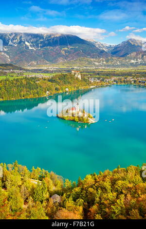 Herbst-See Bled Slowenien Stockfoto