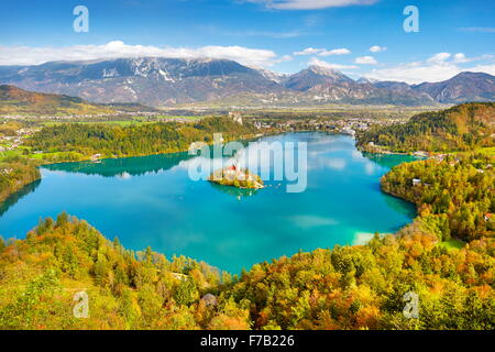 Herbst See Bled, Julische Alpen, Slowenien Stockfoto
