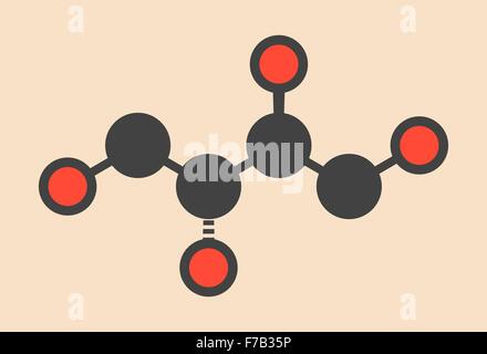 Erythritol-kalorische Süßungsmittel Molekül. Stilisierte Skelettformel (chemische Struktur). Atome sind dargestellt als farbcodierte Stockfoto