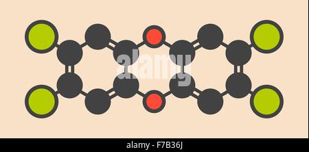 TCDD polychlorierte Dibenzodioxin Schadstoff Molekül (gemeinhin als Dioxin). Nebenprodukt bei der Verbrennung von gebildet Stockfoto