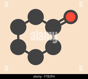 Cyclohexanon organisches Lösungsmittel Molekül. Vorläufer der Nylon. Stilisierte Skelettformel (chemische Struktur). Atome werden als angezeigt. Stockfoto