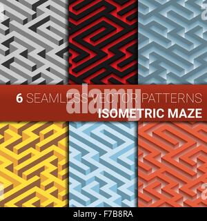 Satz von sechs Varianten der Irrgarten, Labyrinth - endlos Stock Vektor