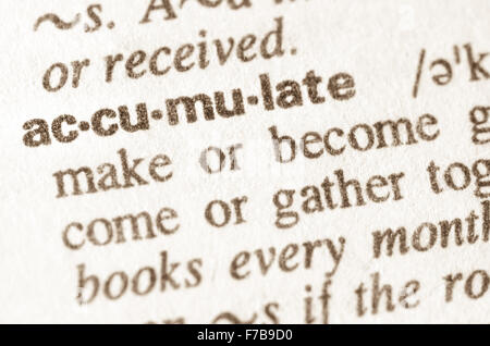 Definition des Wortes reichern sich im Wörterbuch Stockfoto